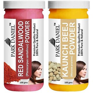 PARK DANIEL Premium Red Sandalwood Powder & Kaunch Beej Powder Combo Pack of 2 Jars of 100 gms(200 gms) (200 g)