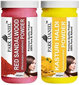 PARK DANIEL Premium Red Sandalwood Powder & Kasturi Haldi Powder Combo Pack of 2 Jars of 100 gms(200 gms) (200 g)