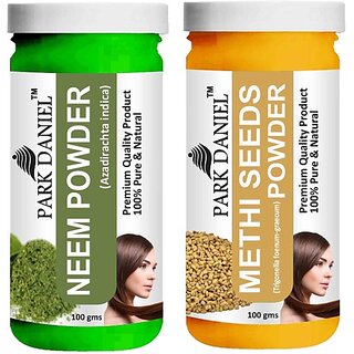PARK DANIEL Pure & Natural Neem Powder & Methi Powder Combo Pack of 2 Bottles of 100 gm (200 gm ) (200 ml)