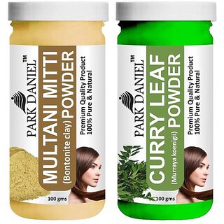 PARK DANIEL Pure & Natural Multani Mitti Powder & Curry Leaf Powder Combo Pack of 2 Bottles of 100 gm (200 gm ) (200 ml)
