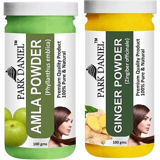 PARK DANIEL Pure & Natural Amla Powder & Ginger Powder Combo Pack of 2 Bottles of 100 gm (200 gm ) (200 g)