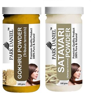 PARK DANIEL Pure & Natural Gokhru Powder & Satavari Powder Combo Pack of 2 Bottles of 100 gm (200 gm ) (200 ml)