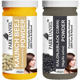 PARK DANIEL Pure & Natural Kaunch Beej Powder & Kalonji(Black Cumin) Powder Combo Pack of 2 Bottles of 100 gm (200 gm ) (200 ml)