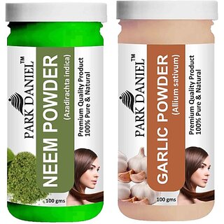 PARK DANIEL Pure & Natural Neem Powder & Garlic Powder Combo Pack of 2 Bottles of 100 gm (200 gm ) (200 ml)