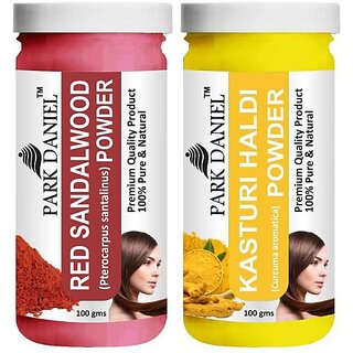 PARK DANIEL Premium Red Sandalwood Powder & Kasturi Haldi Powder Combo Pack of 2 Jars of 100 gms(200 gms) (200 g)