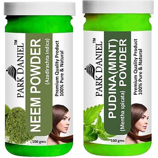 PARK DANIEL Pure & Natural Neem Powder & Pudina(Mint)Powder Combo Pack of 2 Bottles of 100 gm (200 gm ) (200 ml)