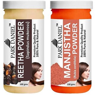 PARK DANIEL Pure & Natural Reetha Powder & Manjistha Leaf Powder Combo Pack of 2 Bottles of 100 gm (200 gm ) (200 ml)