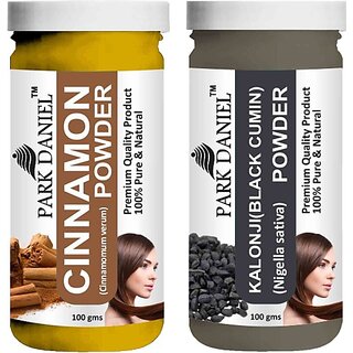 PARK DANIEL Pure & Natural Cinnamon Powder & Kalonji(Black Cumin) Powder Combo Pack of 2 Bottles of 100 gm (200 gm ) (200 ml)
