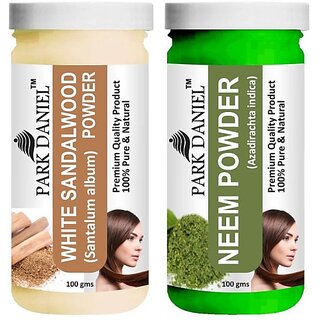 PARK DANIEL Premium White Sandalwood Powder & Neem Powder Combo Pack of 2 Jars of 100 gms(200 gms) (200 ml)