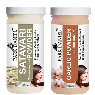 PARK DANIEL Pure & Natural Satavari Powder & Garlic Powder Combo Pack of 2 Bottles of 100 gm (200 gm ) (200 ml)