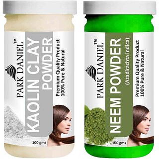 PARK DANIEL Pure & Natural Kaolin Powder & Neem Powder Combo Pack of 2 Bottles of 100 gm (200 gm ) (200 ml)