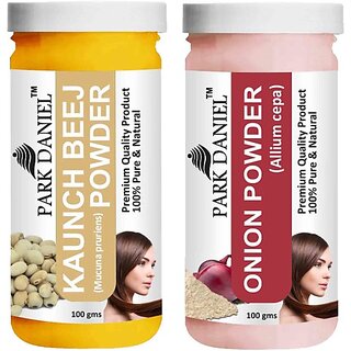 PARK DANIEL Pure & Natural Kaunch Beej Powder & Onion Powder Combo Pack of 2 Bottles of 100 gm (200 gm ) (200 ml)