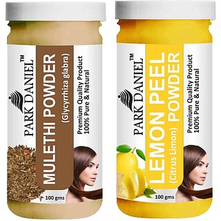 PARK DANIEL Pure & Natural Mulethi Powder & Lemon Peel Powder Combo Pack of 2 Bottles of 100 gm (200 gm ) (200 ml)