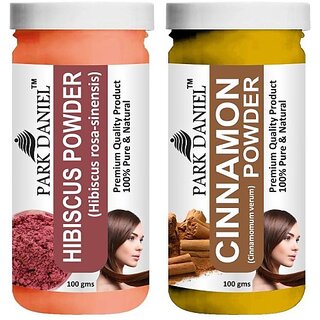 PARK DANIEL Pure & Natural Hibiscus Powder & Cinnamon Powder Combo Pack (200 ml)