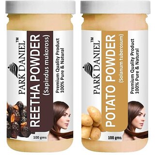 PARK DANIEL Pure & Natural Reetha Powder & Potato Powder Combo Pack of 2 Bottles of 100 gm (200 gm ) (200 ml)