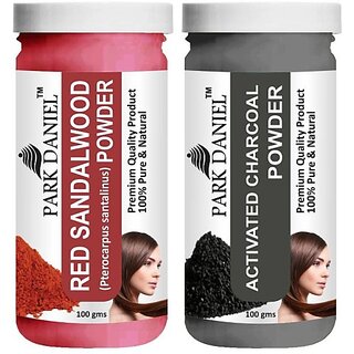 PARK DANIEL Premium Red Sandalwood Powder & Activated Charcoal Powder Combo Pack of 2 Jars of 100 gms(200 gms) (200 g)