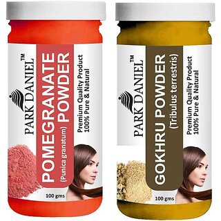 PARK DANIEL Pure & Natural Pomegranate Powder & Gokhru Powder Combo Pack of 2 Bottles of 100 gm (200 gm ) (200 ml)