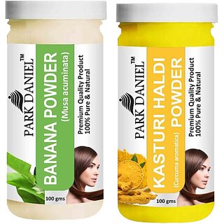 PARK DANIEL Pure & Natural Banana Powder & Kasturi Haldi Powder Combo Pack of 2 Bottles of 100 gm (200 gm ) (200 ml)