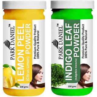 PARK DANIEL Pure & Natural Lemon Powder & Indigo Leaf Powder Combo Pack of 2 Bottles of 100 gm (200 gm ) (200 ml)