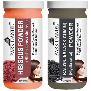PARK DANIEL Pure & Natural Hibiscus Powder & Kalonji(Black Cumin) Powder Combo Pack (200 ml)