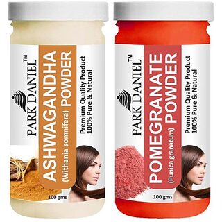 PARK DANIEL Premium Ashwagandha Powder & Pomegranate Powder Combo Pack of 2 Jars of 100 gms(200 gms) (200 g)