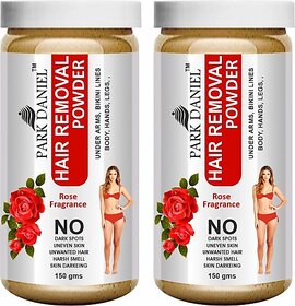PARK DANIEL Premium Rose Fragrance Hair Removal Powder- For Easy Hair Removal Of Underarms, Hand, Legs & Bikini Line(Three in one Use)(150gm) Combo PackOf 2 JarsOf 150gm (300gm) Wax (300 g, Set of 2)