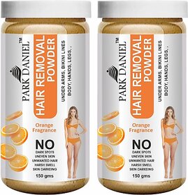PARK DANIEL Premium Orange Fragrance Hair Removal Powder- For Easy Hair Removal Of Underarms, Hand, Legs & Bikini Line(Three in one Use) Combo PackOf 2 JarsOf 150gm (300gm) Wax (300 g, Set of 2)