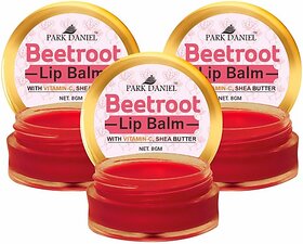 PARK DANIEL Premium Beetroot Lip Balm - Enriched With Vitamin E & Mango Butter- For Lightening the dark Lips, Lip Care for Dry & Chapped Lips Combo pack of 3 Jars of 08 gms(24 Gms) Beetroot (Pack of: 3, 24 g)