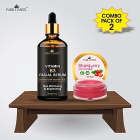 PARK DANIEL Vitamin B3 Serum (30 ml) & Strawberry Lip Scrub (8 gm) Combo Pack Of 2 items Fruity (Pack of: 2, 38 g)