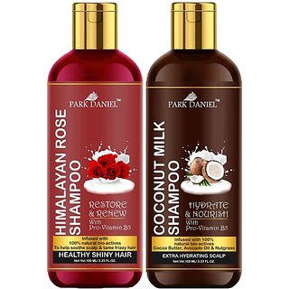 PARK DANIEL Premium Rose Shampoo & Coconut Milk Shampoo Combo Pack Of 2 bottle of 100 ml(200 ml) (200 ml)
