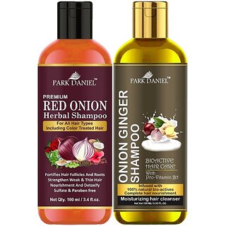 PARK DANIEL Red Onion Shampoo & Onion Ginger Shampoo Combo Pack Of 2 bottle of 100 ml(200 ml) (200 ml)