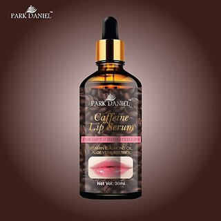 PARK DANIEL Natural Caffeine Lip Serum Oil With Vitamin E and Almond Oil- For Soft Lips (30ml) (30 ml, Brown)