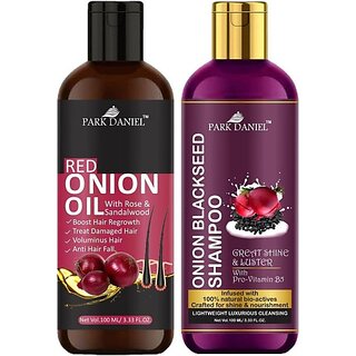 PARK DANIEL Premium Red Onion Oil & Onion Blackseed Shampoo Combo Pack Of 2 bottle of 100 ml(200 ml) (200 ml)