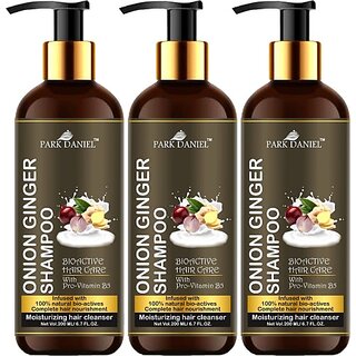 PARK DANIEL Premium Onion Ginger Shampoo -For Hair Nourishment and Moisturizing Combo Pack 3 Bottle of 200 ml(600 ml) (600 ml)
