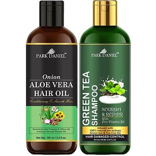 PARK DANIEL Premium Aloe Vera Oil & Green Tea Shampoo Combo Pack Of 2 bottle of 100 ml(200 ml) (200 ml)
