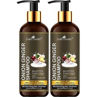 PARK DANIEL Premium Onion Ginger Shampoo -For Hair Nourishment and Moisturizing Combo Pack 2 Bottle of 200 ml(400 ml) (400 ml)