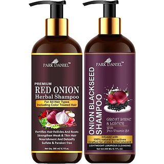 PARK DANIEL Red Onion Shampoo & Onion Blackseed Shampoo Combo Pack Of 2 bottle of 200 ml(400 ml) (400 ml)
