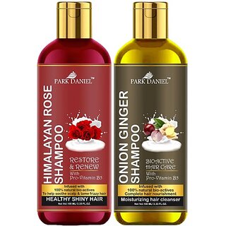 PARK DANIEL Premium Rose Shampoo & Onion Ginger Shampoo Combo Pack Of 2 bottle of 100 ml(200 ml) (200 ml)