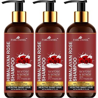 PARK DANIEL Premium Rose Shampoo -For Healthy and Shiny Hair Combo Pack 3 Bottle of 200 ml(600 ml) (600 ml)