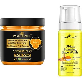 PARK DANIEL Vitamin C Scrub & Ubtan Face Wash For Blackheads Removal Combo Pack of 2 (250 ML) (2 Items in the set)