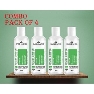 PARK DANIEL Keratin Smooth Shampoo Control Anti-Breakage,Damage & Dry Hair Pack 4 of 200ML (800 ml)
