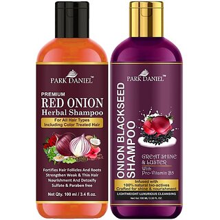 PARK DANIEL Red Onion Shampoo & Onion Blackseed Shampoo Combo Pack Of 2 bottle of 100 ml(200 ml) (200 ml)