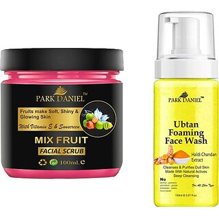 PARK DANIEL Mix Fruit Scrub & Ubtan Face Wash For Blackheads Removal Combo Pack of 2 (250 ML) (2 Items in the set)