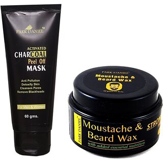 PARK DANIEL Activated Charcoal Peel off Mask and Beard & Moustache wax Combo pack of 2(110 gms) (2 Items in the set)