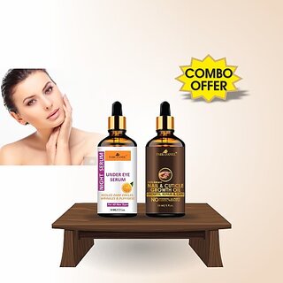 PARK DANIEL Premium Under Eye Serum & Nail & Cuticle Growth Oil Combo Pack of 2 Bottles of 30 ml(60 ml) (2 Items in the set)