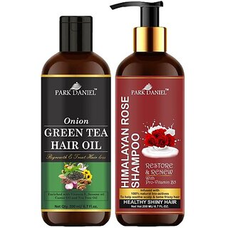 PARK DANIEL Pure and Natural Green Tea Oil & Rose Shampoo Combo Pack Of 2 bottle of 200 ml(400 ml) (2 Items in the set)