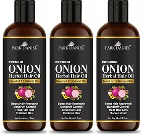 PARK DANIEL Premium Onion Herbal Hair Oil - For Hair Growth Combo Pack of 3 bottle of 60 ml(180 ml) Hair Oil (180 ml)