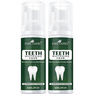 PARK DANIEL Teeth Whitening Mousse Foam Cleaning Germs Freshen Breath Pack of 2 of 60 ML Teeth Whitening Liquid (120 ml)