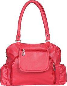 Women Shoulder Bags Faux PU Leather Regular Use Handbags for Ladies (Red)