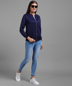 Vivient Women Navy Blue Burfi Cut Pullover